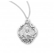 Sterling Silver Scapular Sacred Heart of Jesus Medal - Necklace
