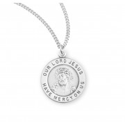 Sterling Silver 11/16" Round Ecce Homo Christ Medal w/18" Chain - Boxed - Necklace