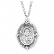Sterling Silver Medal Beaded Scapular 24" Chain - Boxed - Necklace