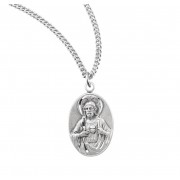 Sterling Silver Oval Scapular Medal 18" Chain - Boxed - Necklace