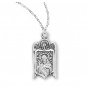 Sterling Silver Angel Shield Scapular 18" Chain Boxed - Necklace