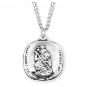 Sterling Silver Lg. St. Christopher 27" Chain - Boxed - Necklace