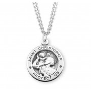 Sterling Silver Round St. Christopher 24" Chain - Boxed - Necklace