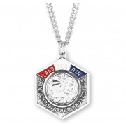 1-1/8" x 7/8" St. Christopher Protect Us Land Sea and Air Medal on a 24" Chain - Boxed - Necklace 1-1/8" x 7/8" St. Christopher Protect Us Land Sea and Air Medal on a 24" Chain - Boxed - Necklace