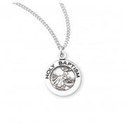 Holy Baptism Round Sterling Silver Medal - Necklace