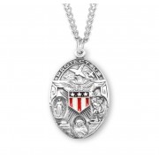 Sterling Silver Oval Military 3-Way w/Epoxy Shield - 24" Chain - Boxed - Necklace