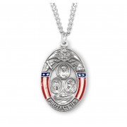 Sterling Silver Oval Military 3-Way w/Epoxy Border - 24" Chain - Boxed - Necklace