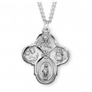 Sterling Silver Fancy 4-Way w/Flower Center - 24" Chain - Boxed - Necklace