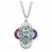 Sterling Silver Epoxy Air, Land, & Sea 4-Way 24" Chain - Boxed - Necklace