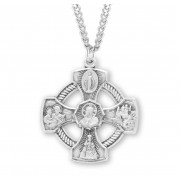 Sterling Silver Pierced 4-Way W/Halo-24" Chain - Boxed - Necklace