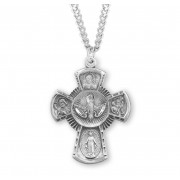 Sterling Silver Lrg 4-Way W/ Holy Spirit - 24" Chain - Boxed - Necklace