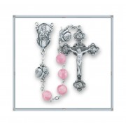 Saint Therese Pink Flowered Venetian Glass Sterling Rosary