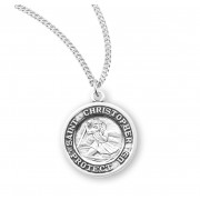 Sterling Silver Round St Christopher- *18" Chain - Boxed - Necklace