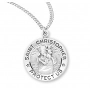 Sterling Silver Medal Round St Christopher *20" Chain - Boxed - Necklace Sterling Silver Medal Round St Christopher *20" Chain - Boxed - Necklace