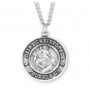 Sterling Silver Round St Christopher/St Raphael Back 24" Chain - Boxed - Necklace