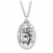Sterling Silver Oval St Christopher 24" Chain - Boxed - Necklace