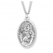 Sterling Silver Lrg Oval St Christopher 24" Chain - Boxed - Necklace