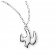 Holy Spirit High Polished Sterling Silver Medal - Necklace