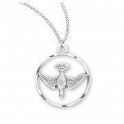 Sterling Silver Open Circle w/Holy Spirit 18" Chain - Boxed - Necklace