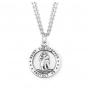 Sterling Silver Round St Christopher - 24" Chain - Boxed - Necklace