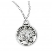 Sterling Silver St. Jude Bust Medal - 13" Chain - Boxed - Necklace Sterling Silver St. Jude Bust Medal - 13" Chain - Boxed - Necklace
