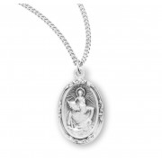 Sterling Silver Small Oval St. Christopher 18" Chain - Boxed - Necklace Sterling Silver Small Oval St. Christopher 18" Chain - Boxed - Necklace