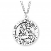 Sterling Silver Round St Christopher 24" Chain - Boxed - Necklace