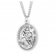 Sterling Silver Large Oval St Christopher 24" Chain - Boxed - Necklace