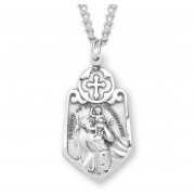 Sterling Silver St. Christopher w/Cross 24" Chain - Boxed - Necklace Sterling Silver St. Christopher w/Cross 24" Chain - Boxed - Necklace