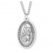 Sterling Silver Oval St Christopher 24" Chain - Boxed - Necklace