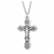 Sterling Silver 2 1/4" Crucifix W/Fancy Scroll Work 24"Chain - Boxed - Necklace