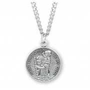 Sterling Silver Round St Christopher 24" Chain - Boxed - Necklace