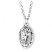 Sterling Silver Oval St Christopher 24" Chain - Boxed - Necklace