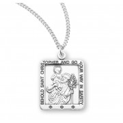 Sterling Silver Small Square St Christopher 18" Chain - Boxed - Necklace Sterling Silver Small Square St Christopher 18" Chain - Boxed - Necklace