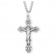 2-3/8" Sterling Silver Rosary Crucifix Fancy Scroll on a 27" Chain - Boxed - Necklace 2-3/8" Sterling Silver Rosary Crucifix Fancy Scroll on a 27" Chain - Boxed - Necklace