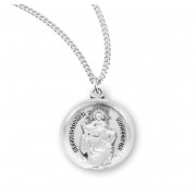Sterling Silver Round St Christopher 18" Chain - Boxed - Necklace
