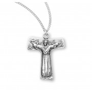 Saint Francis of Assisi "Tau" Sterling Silver Cross Medal - Necklace