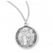 Sterling Silver Small Round St Francis of Assisi - 18" Chain - Boxed - Necklace Sterling Silver Small Round St Francis of Assisi - 18" Chain - Boxed - Necklace