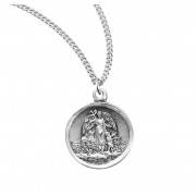 Sterling Silver Small Round Guardian Angel 18" Chain - Boxed - Necklace Sterling Silver Small Round Guardian Angel 18" Chain - Boxed - Necklace