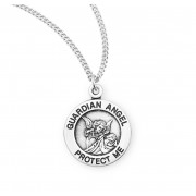 Sterling Silver Medal Rd. Guardian Angel 13" Chain - Boxed - Necklace Sterling Silver Medal Rd. Guardian Angel 13" Chain - Boxed - Necklace