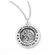 Sterling Silver Small Round St. Christopher - 18" Chain - Boxed - Necklace Sterling Silver Small Round St. Christopher - 18" Chain - Boxed - Necklace