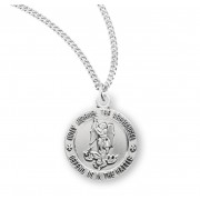 Saint Michael Round Sterling Silver Medal - Necklace