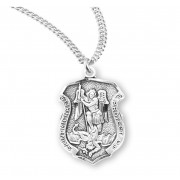 Sterling Silver Small St. Michael Shield - 20" Chain - Boxed - Necklace