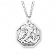 Sterling Silver Octagonal St Michael 24" Chain - Boxed - Necklace