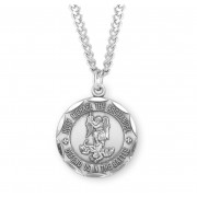 Sterling Silver Medal Round Scalloped Edge St Michael 24" Chain - Boxed - Necklace Sterling Silver Medal Round Scalloped Edge St Michael 24" Chain - Boxed - Necklace