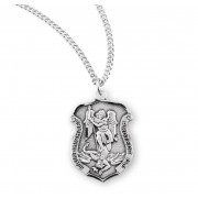 Saint Michael Sterling Silver Badge Medal - Necklace