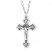 Sterling Silver Rosary Crucfix w/Roses 24" Chain - Boxed - Necklace