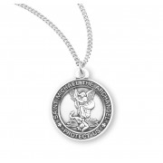 Sterling Silver Round St Michael 18" Chain - Boxed - Necklace
