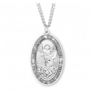 Sterling Silver Large Oval St Michael 24" Chain - Boxed - Necklace