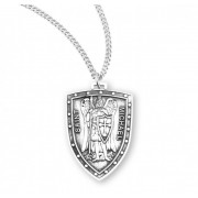 Sterling Silver Medal St Michael Shield-18" Chain - Boxed - Necklace